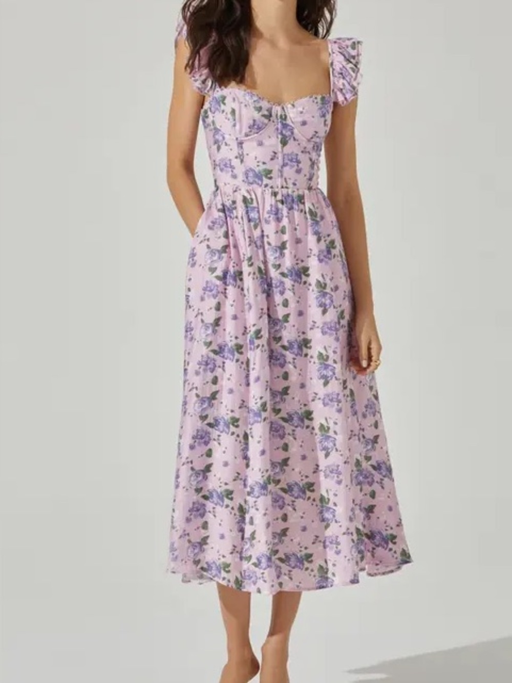 Astr Pink Floral Sundress with Blue Roses